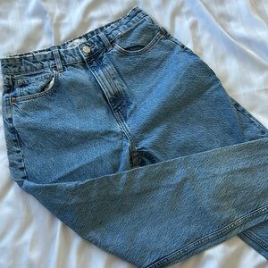 Zara blue high rise mom jeans